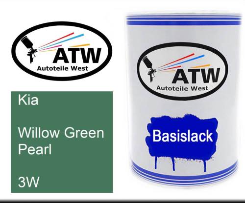 Kia, Willow Green Pearl, 3W: 500ml Lackdose, von ATW Autoteile West.